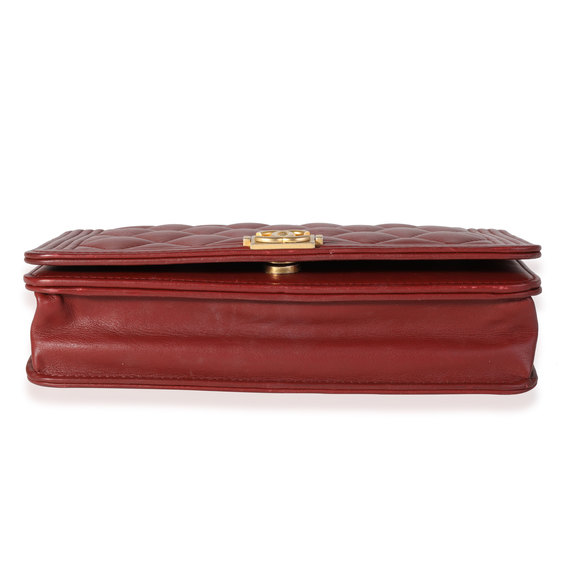 Chanel Burgundy Quilted Lambskin Boy Wallet on Chain - Picture 5 of 7